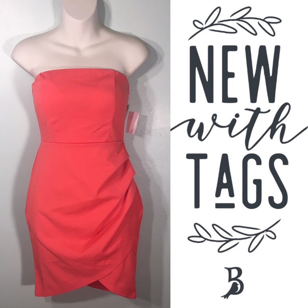 Pink Strapless Cute Body Con Dress Small